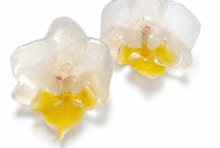 Pendientes Orquídea — pendientes artesanales con flor natural encapsulada Eleven